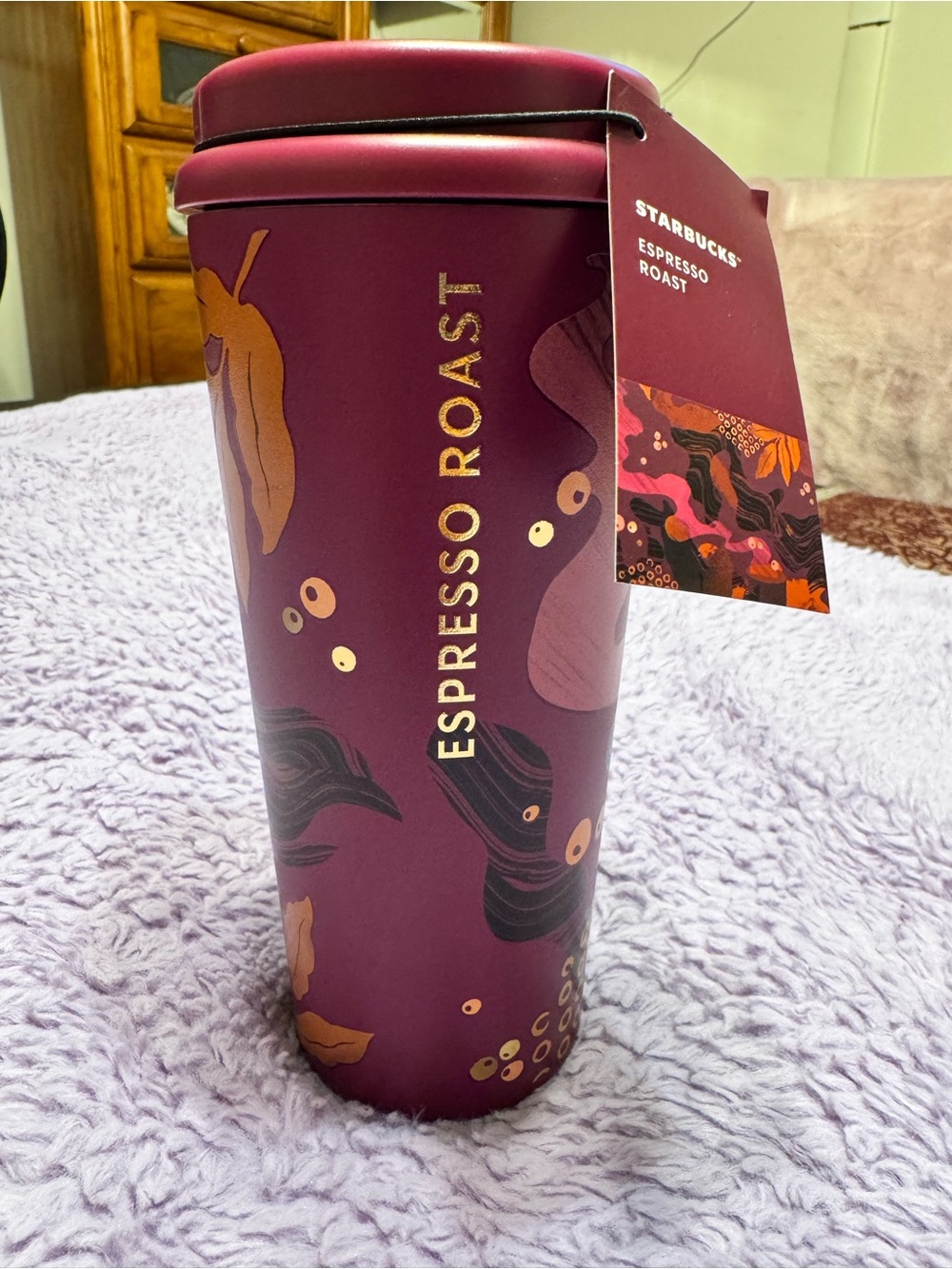 Starbucks Espresso Roast Travel Tin - Plum and Gold Accents